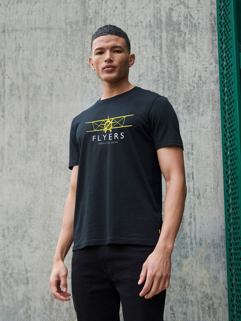 Flyers Mens Plane T-Shirt Black