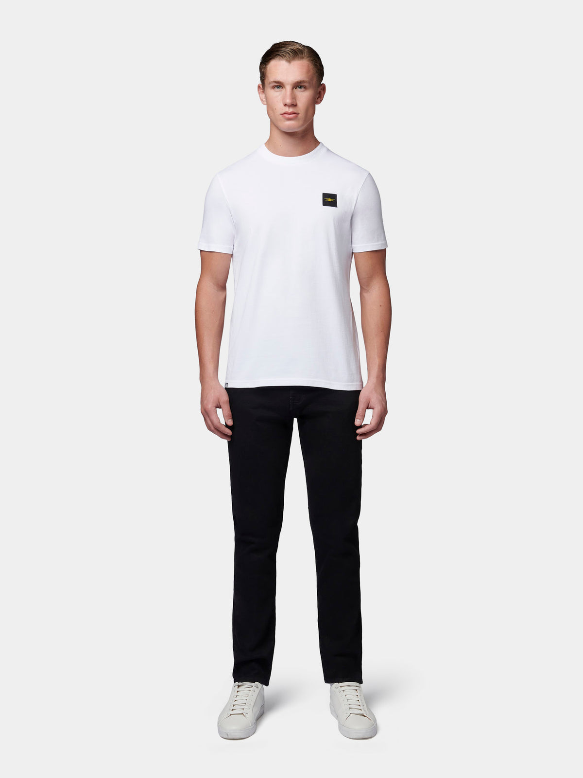 Flyers Mens Textured Collar T-Shirt Bright White