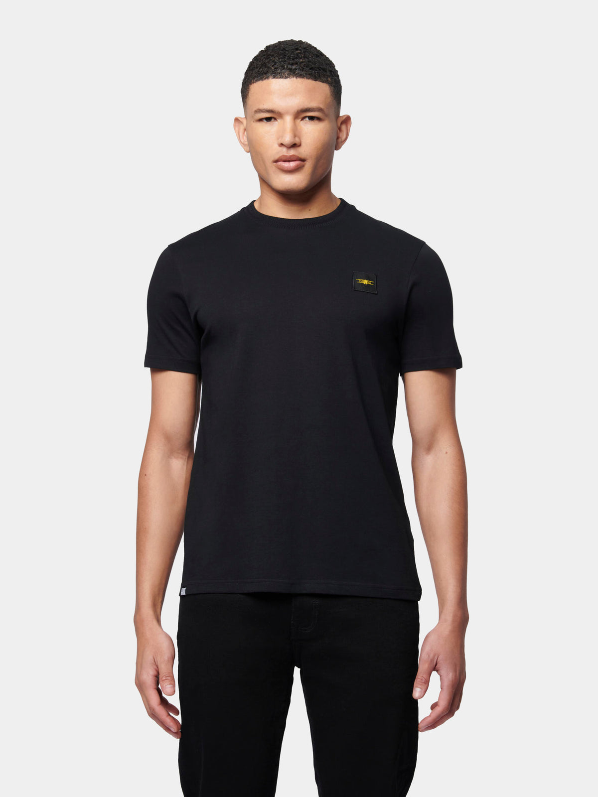 Flyers Mens Textured Collar T-Shirt Black