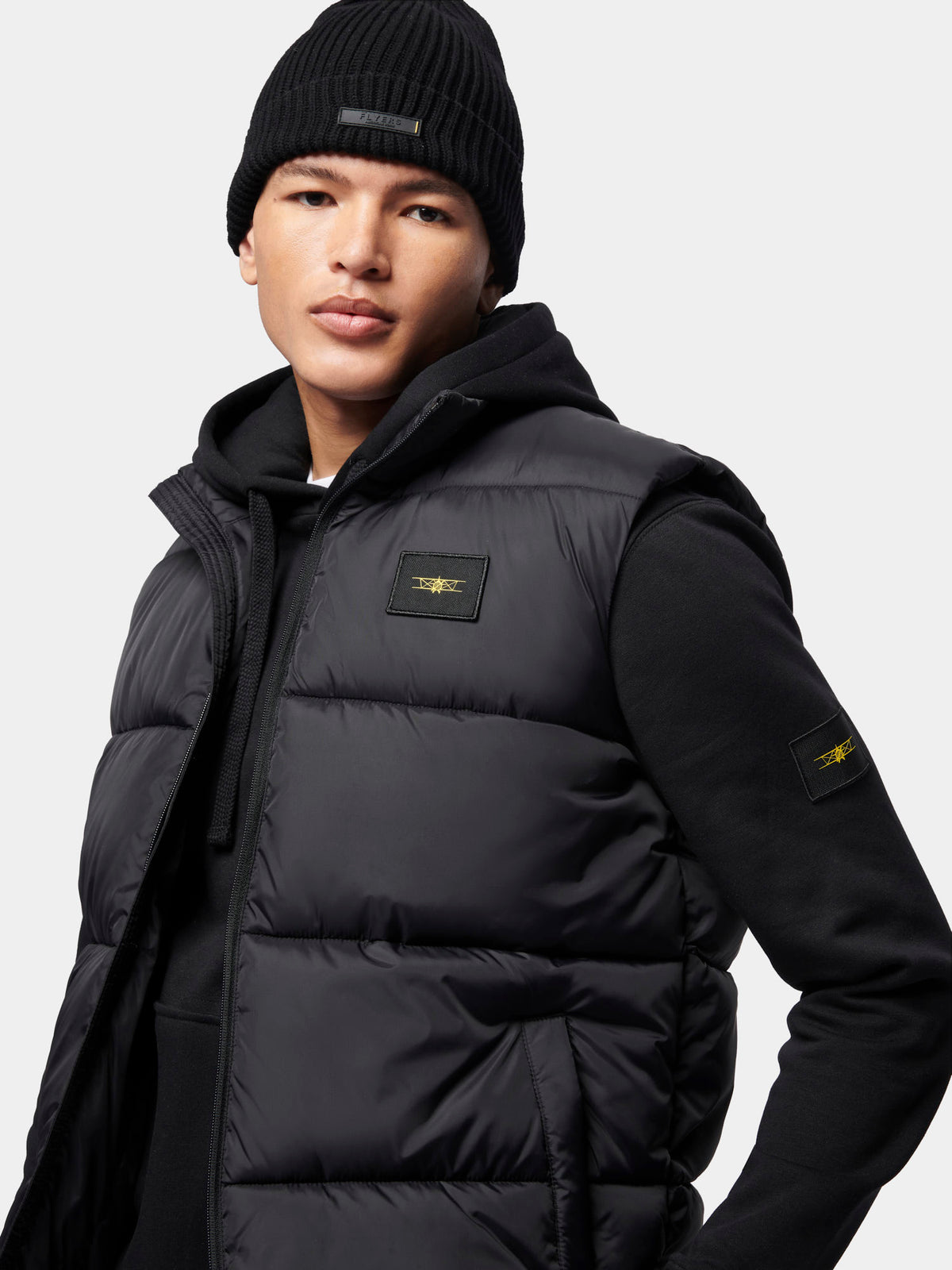 Flyers Mens Wide Baffle Gilet Black
