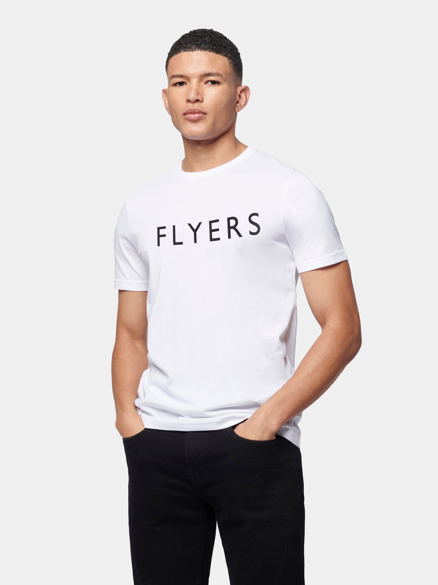 Flyers Mens Text T-Shirt Bright White