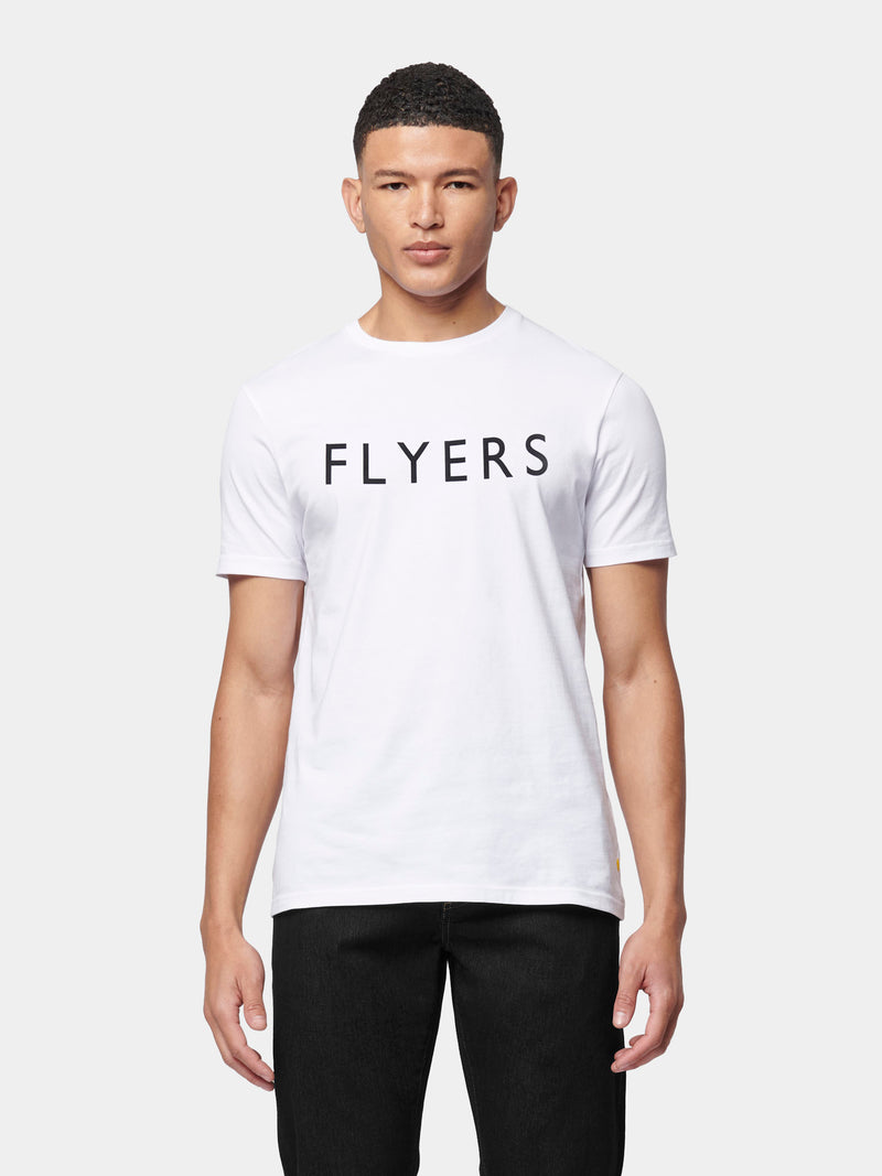 Flyers Mens Text T-Shirt Bright White