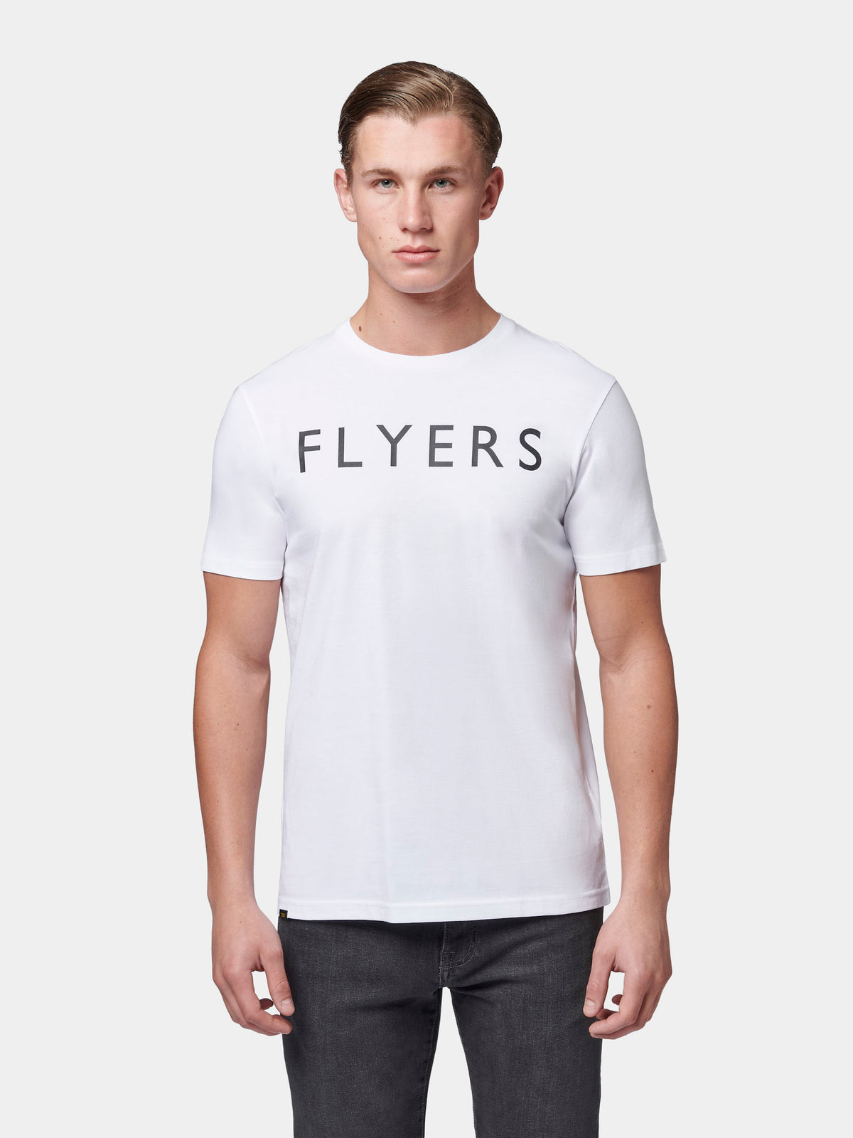 Flyers Mens Text T-Shirt Bright White