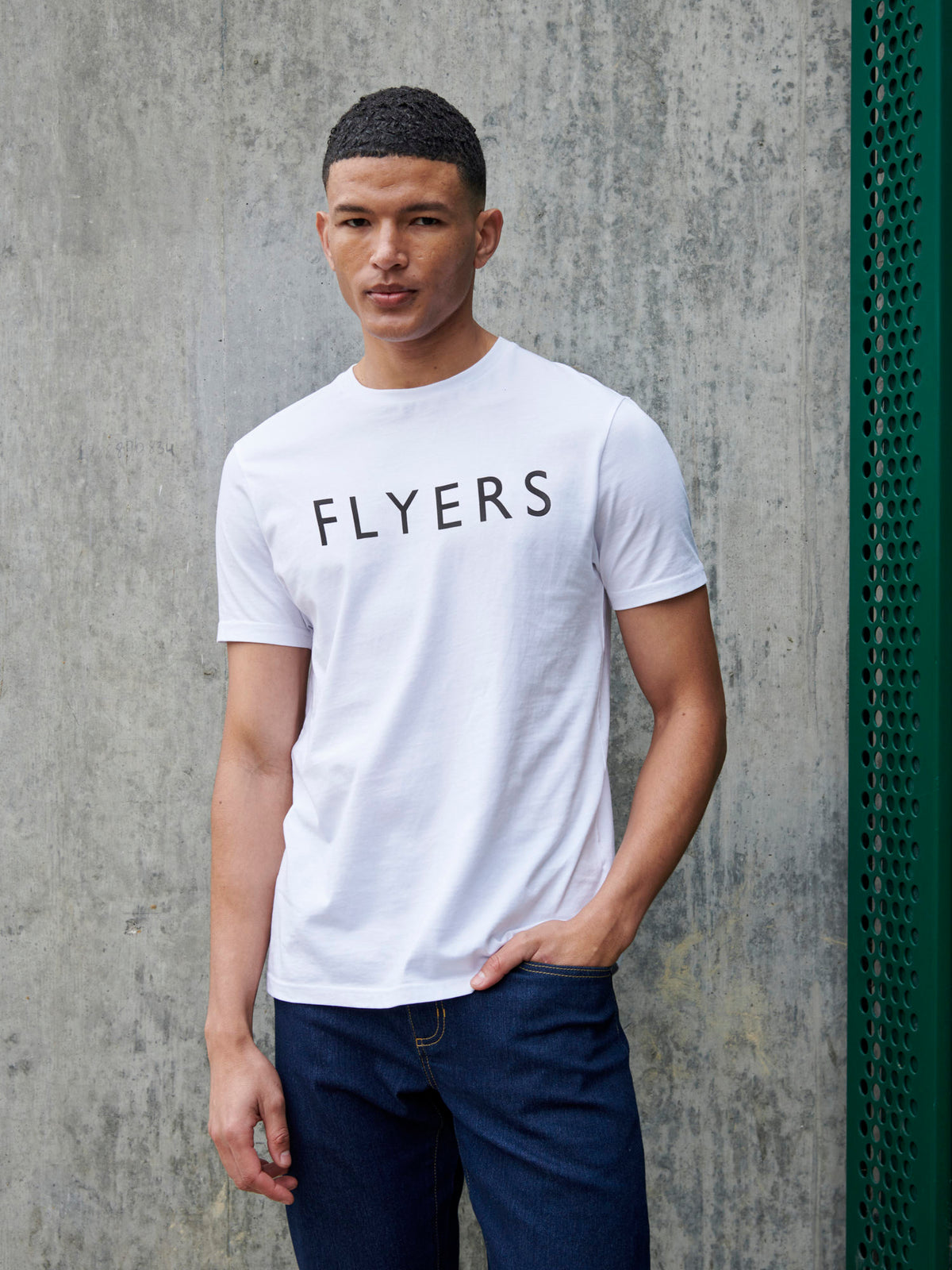 Flyers Mens Text T-Shirt Bright White