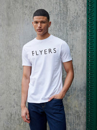 Flyers Mens Text T-Shirt Bright White