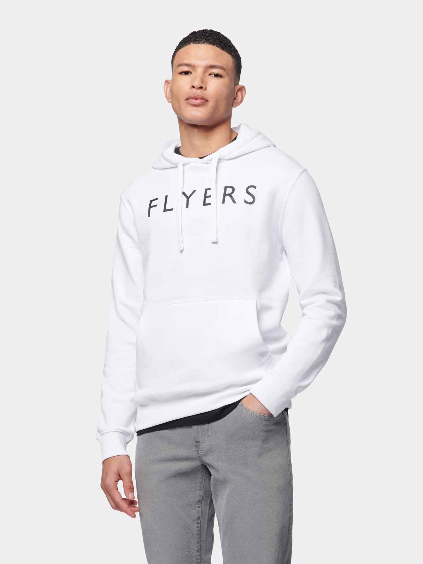 Flyers Mens Text Hoodie Bright White