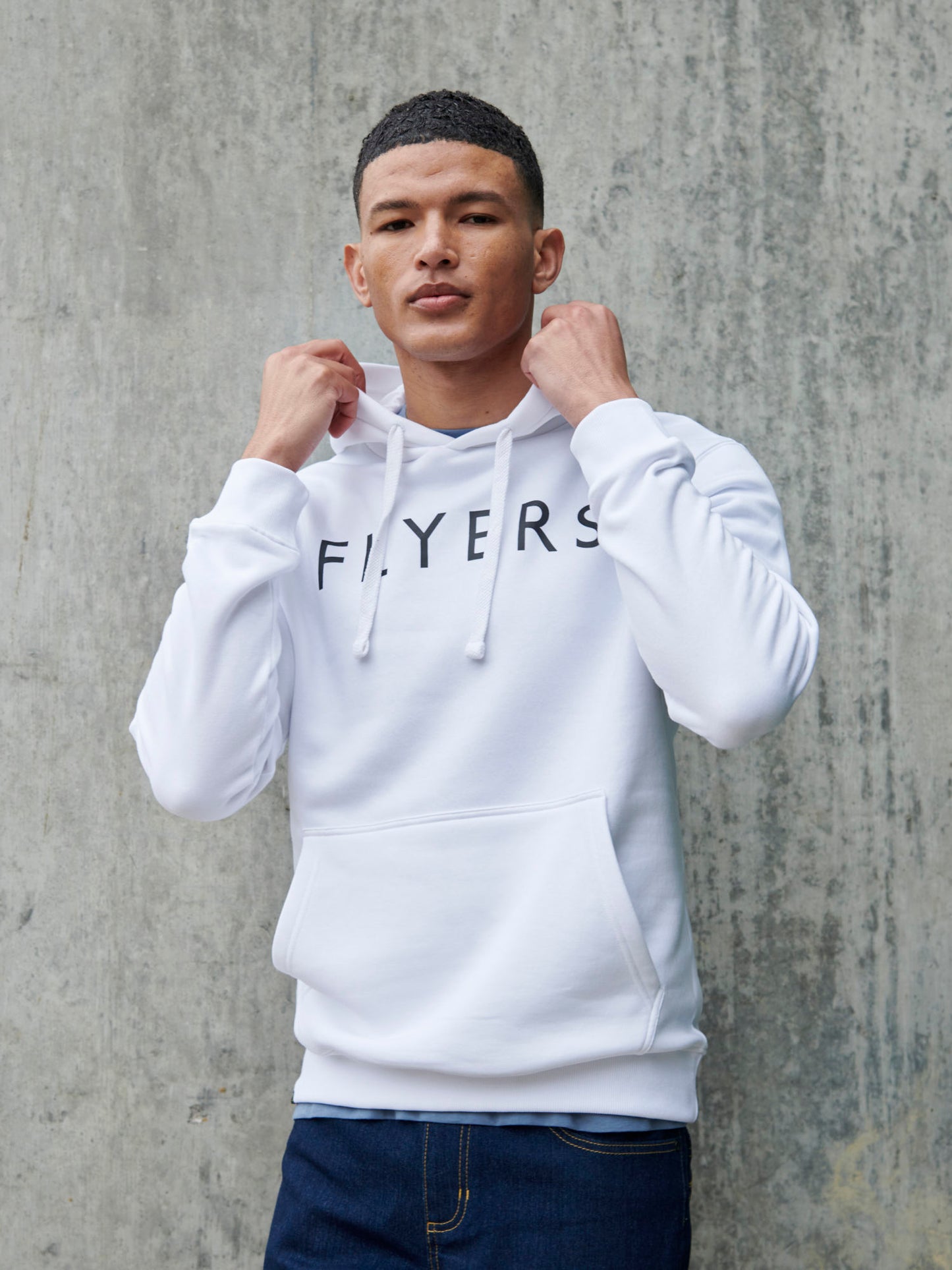 Flyers Mens Text Hoodie Bright White