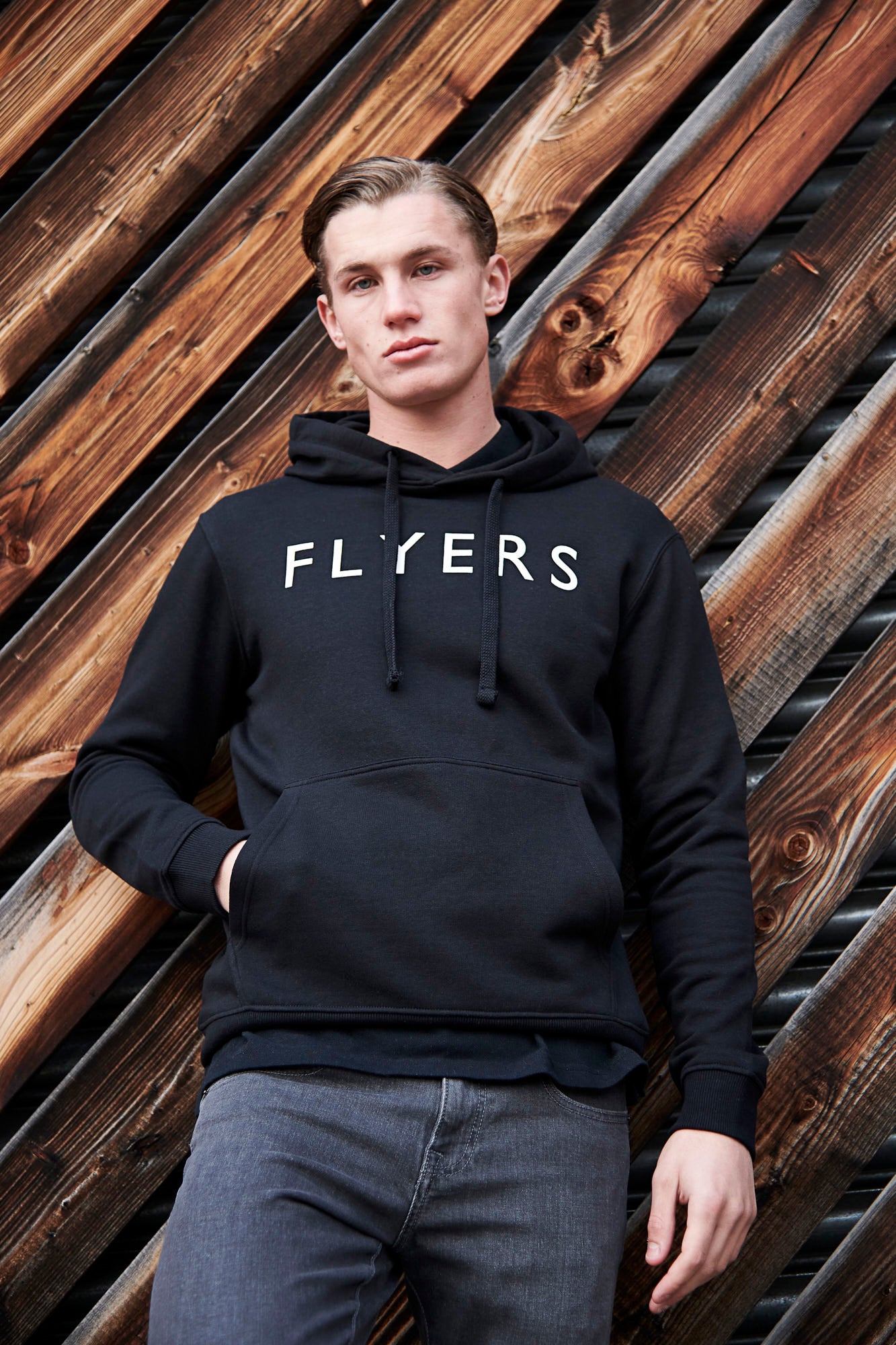 Flyers Mens Text Hoodie Black