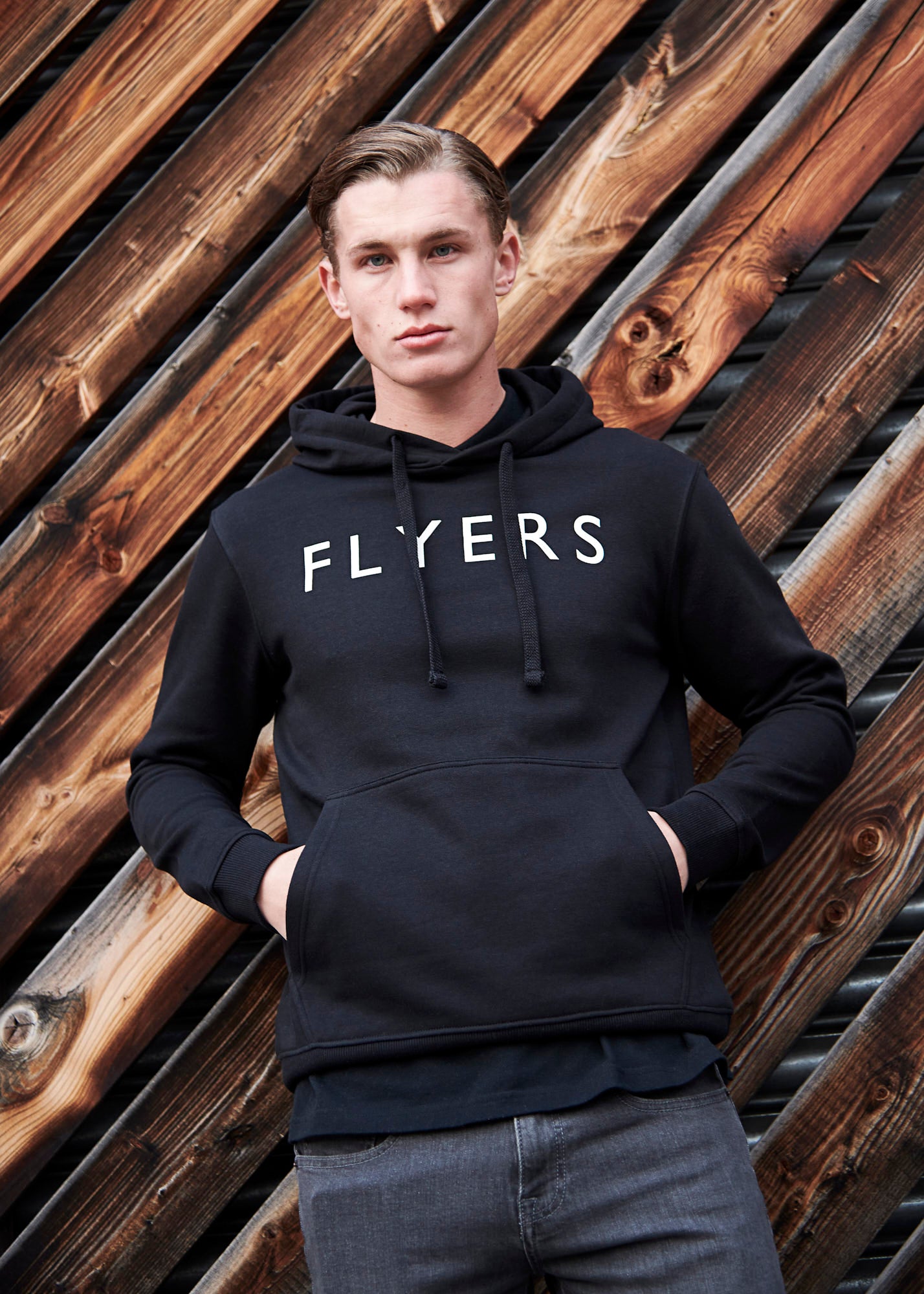 Flyers Mens Text Hoodie Black