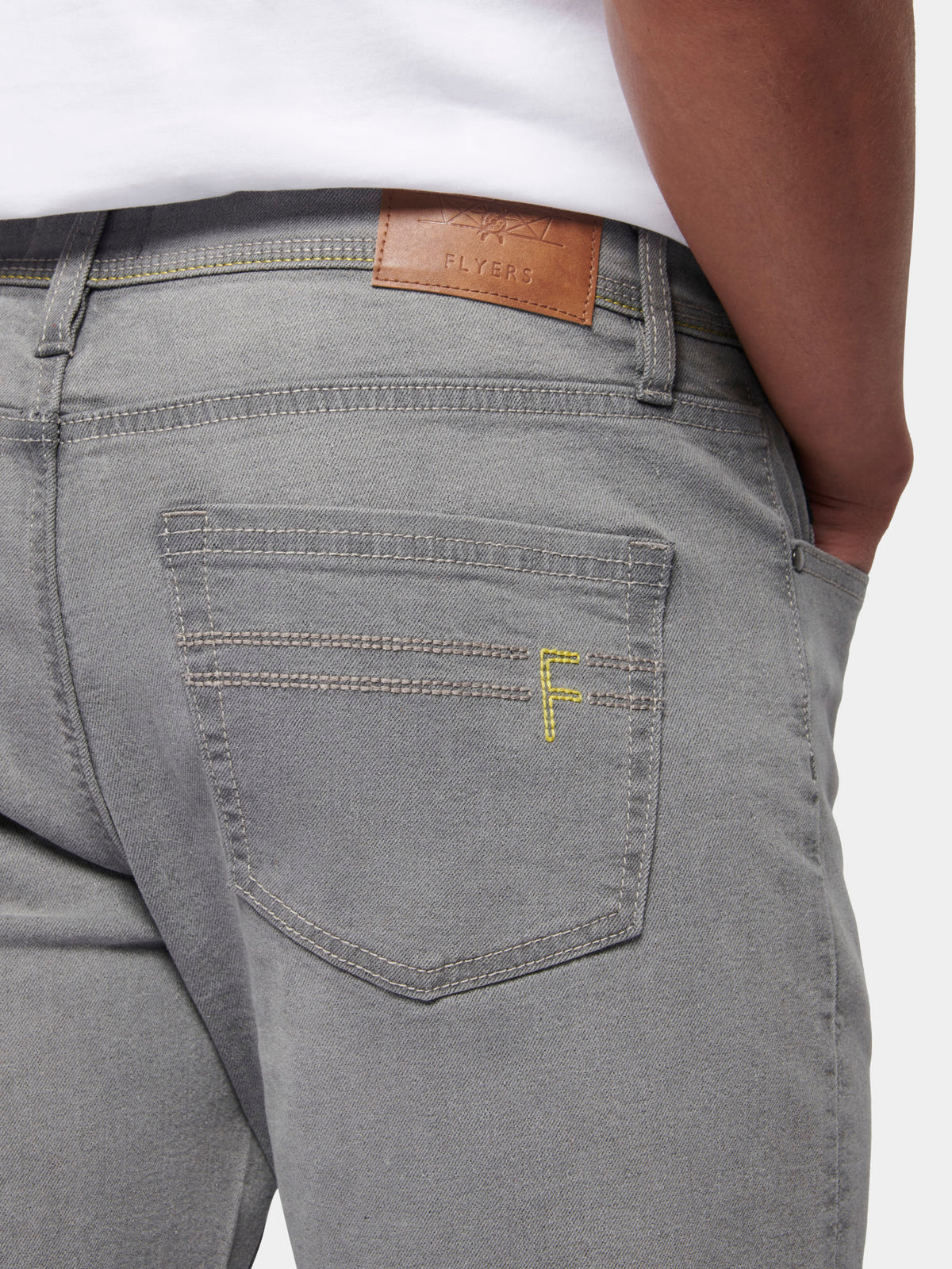 Flyers Mens Straight Fit Jeans Grey Wash